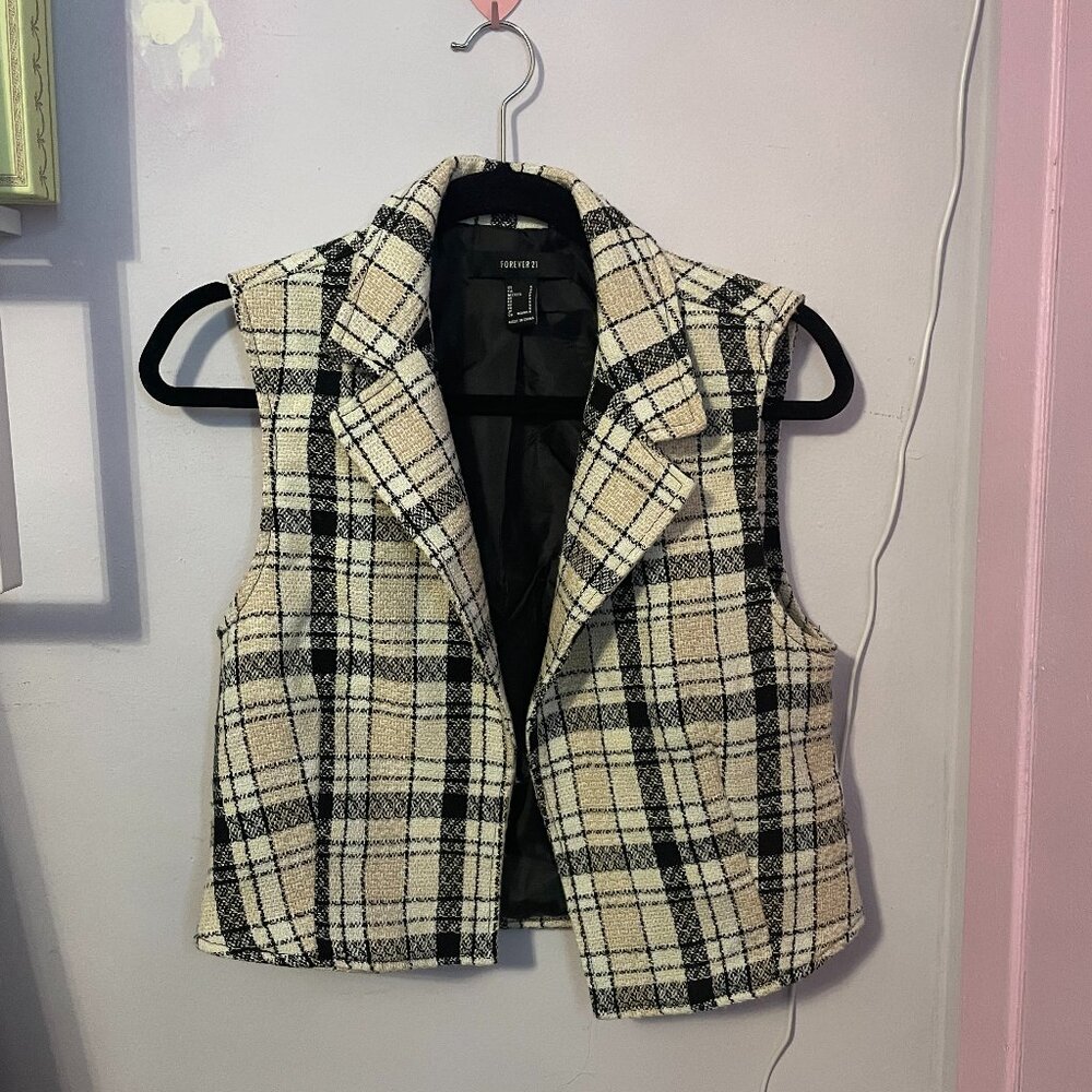 FOREVER 21 PLAID PREPPY VEST